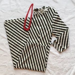 Reborn geometric black white dress size large